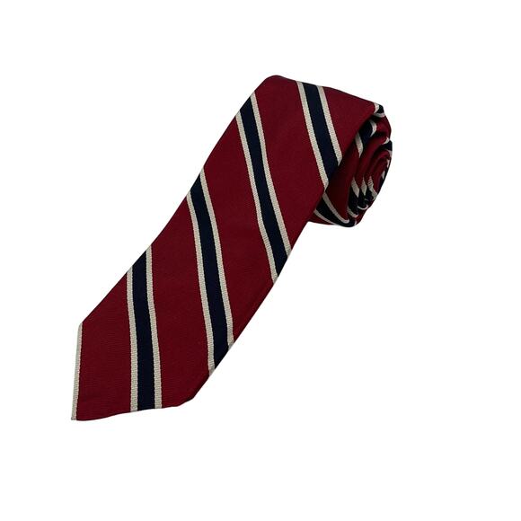 Robert Talbott Finest Silk Repp Necktie 56 x 3.75 Red Black Tan Stripe Tie - Picture 1 of 9